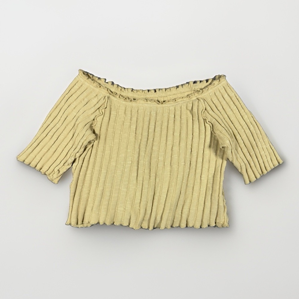 Free People We The Free Meant To Be Top Womens L Tan Ribbed Crop Boat Neck